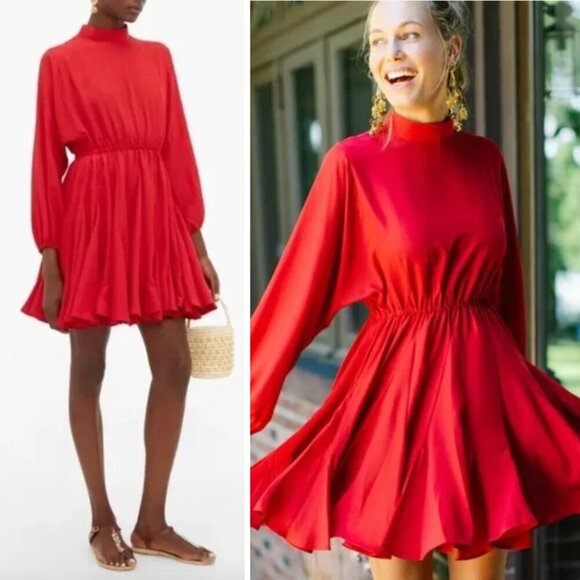 NEW Rhode Caroline Dress Ruby Red Preppy Wedding Party Resortwear Date Night - Picture 1 of 10